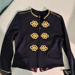 Navy and Gold Embellished Women's Jacket